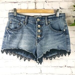 FREE PEOPLE Button Fly Cut Off Denim Shorts Size 25